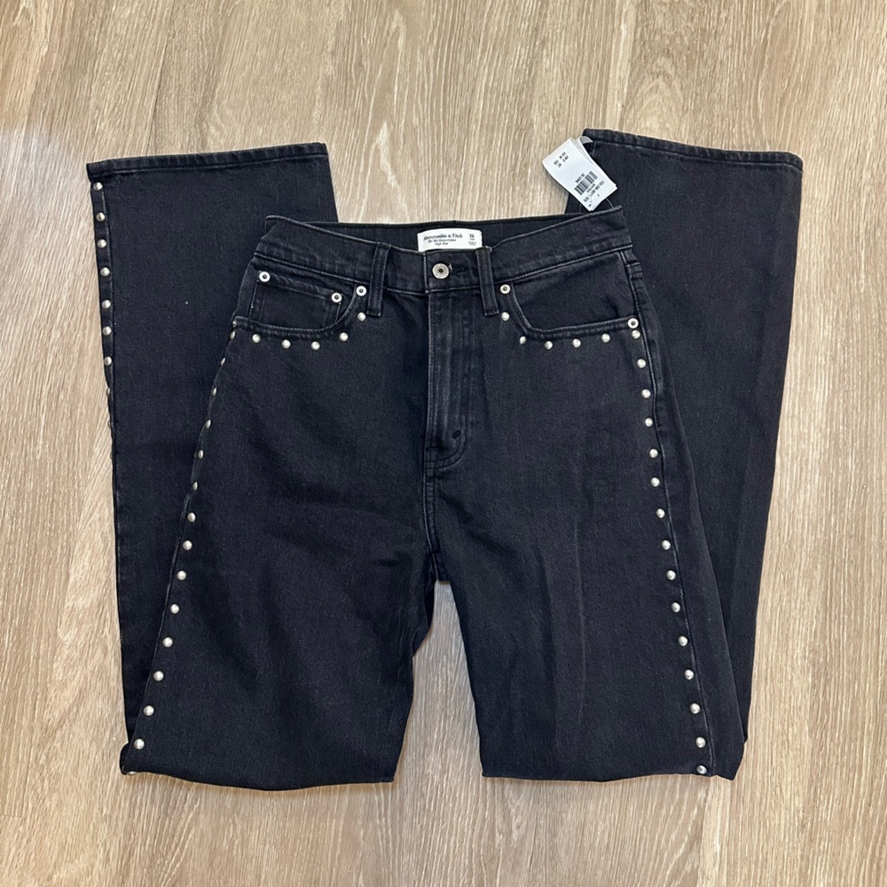 Abercrombie 90s Relaxed Jean Black Studded 26 Long